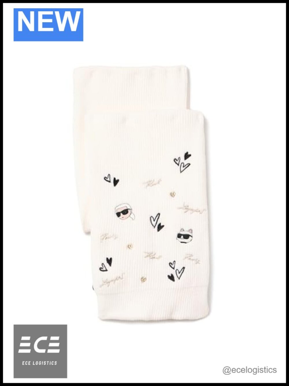 Embroidered Karl Hearts Winder Scarf Acrylic Winter Wrap